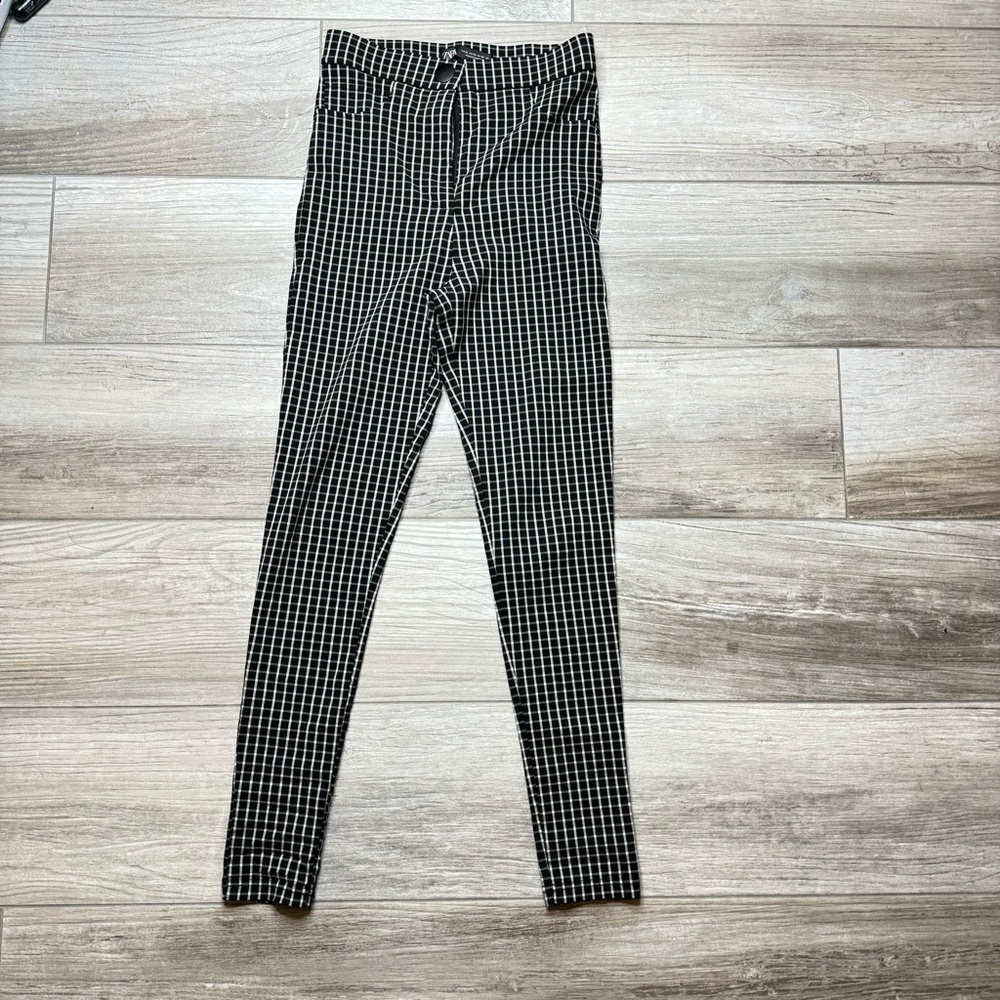 ZARA Plaid/ Checker Pants skinny ankles Size Xs